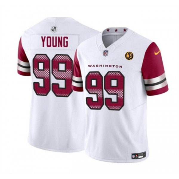 Washington Commanders #99 Chase Young White 2023 F.U.S.E. With John Madden Patch Vapor Limited Stitched Jersey