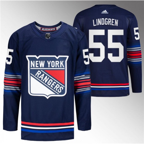 New York Rangers #55 Ryan Lindgren Navy Stitched Jersey