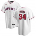 Los Angeles Angels #34 Zach Plesac White Cool Base Stitched Jersey