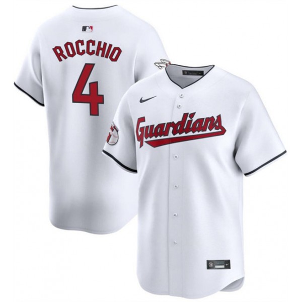 Cleveland Guardians #4 Brayan Rocchio White Cool Base Stitched Jersey