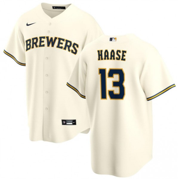 Milwaukee Brewers #13 Eric Haase Cream Cool Base Stitched Jersey