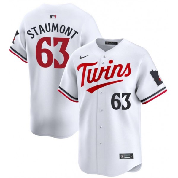 Minnesota Twins #63 Josh Staumont White 2024 Home Limited Cool Base Stitched Jersey