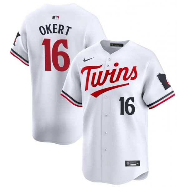 Minnesota Twins #16 Steven Okert White 2024 Home Limited Cool Base Stitched Jersey