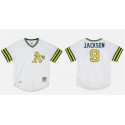 Oakland Athletics #9 Reggie Jackson White Mitchell Ness Stitched Jersey