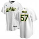 Oakland Athletics #57 Alex Wood White Cool Base Stitched Jersey