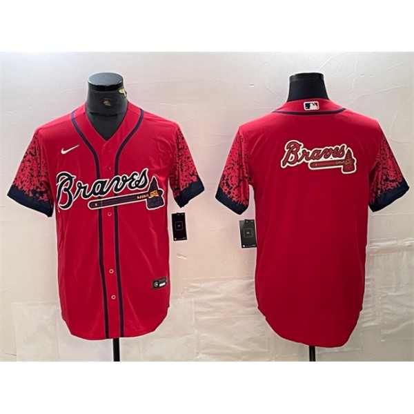 Atlanta Braves Red Team Big Logo City Connect Cool Base Stitched Jersey