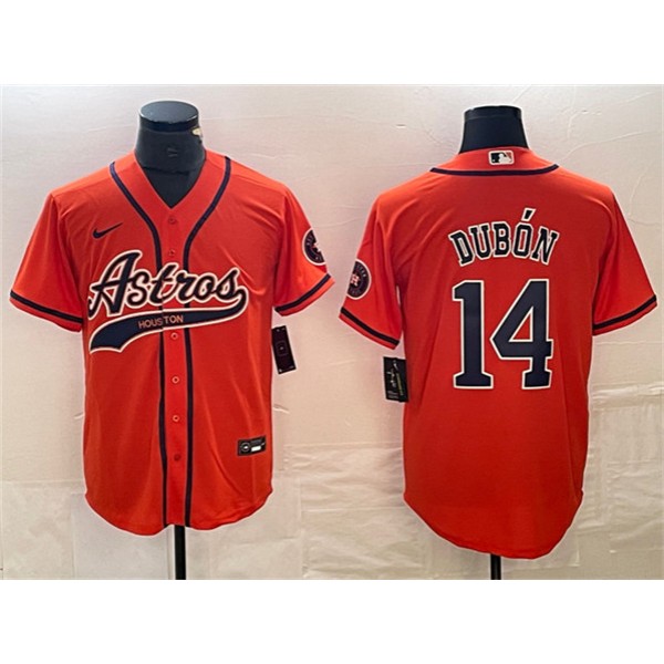 Houston Astros #14 Mauricio Dubón Orange With Patch Cool Base Stitched Jersey