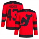 New Jersey Devils #43 Luke Hughes Red 2023-2024 Stadium Series Stitched Jersey