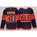 New York Islanders #30 Ilya Sorokin Navy 2024 With Stadium Series Patch Stitched Jersey