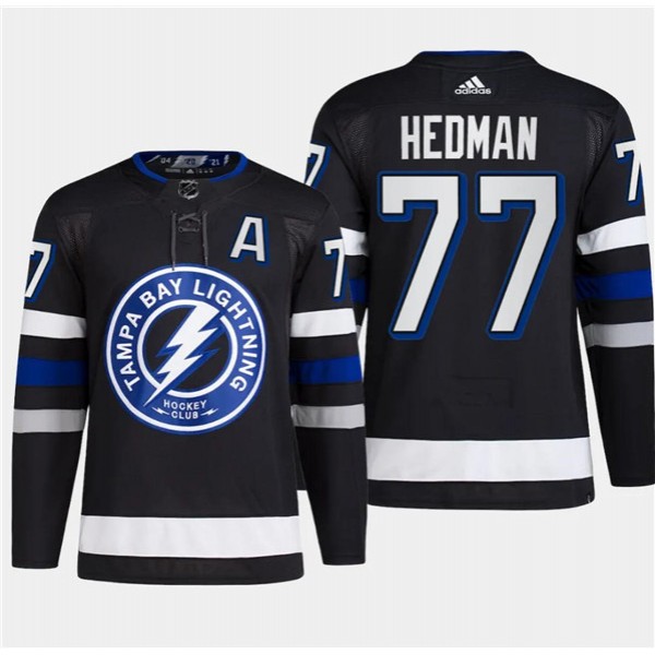 Tampa Bay Lightning #77 Victor Hedman Black Alternate Premier Breakaway Stitched Jersey