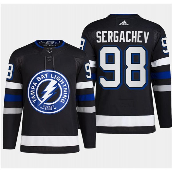 Tampa Bay Lightning #98 Mikhail Sergachev Black Alternate Premier Breakaway Stitched Jersey