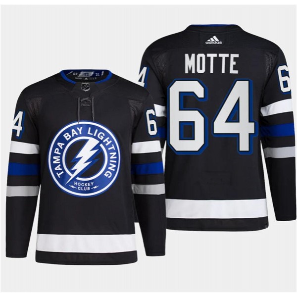 Tampa Bay Lightning #64 Tyler Motte Black Alternate Premier Breakaway Stitched Jersey