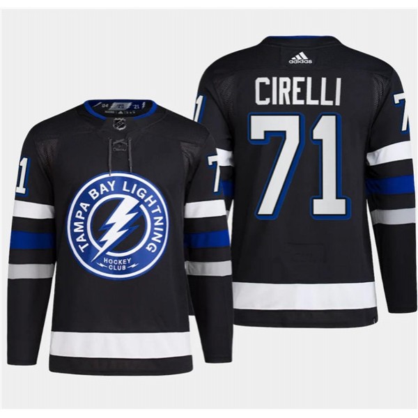Tampa Bay Lightning #71 Anthony Cirelli Black Alternate Premier Breakaway Stitched Jersey