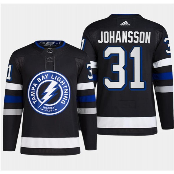 Tampa Bay Lightning #31 Jonas Johansson Black Alternate Premier Breakaway Stitched Jersey