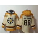 Boston Bruins #88 David Pastrnak Cream Ageless Must-Have Lace-Up Pullover Hoodie