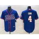 Buffalo Bills #4 James Cook Blue With Patch Cool Base Stitched Jersey