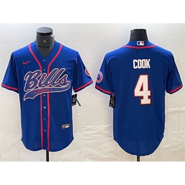 Buffalo Bills #4 James Cook Blue With Patch Cool Base Stitched Jersey