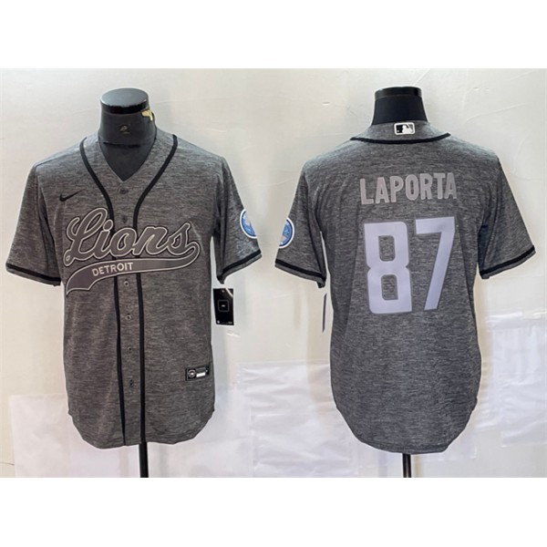 Detroit Lions #87 Sam LaPorta Gray Cool Base Stitched Jersey