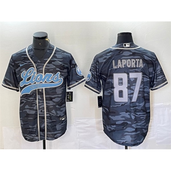 Detroit Lions #87 Sam LaPorta Gray Camo Cool Base Stitched Jersey