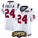Houston Texans #24 Derek Stingley Jr. White 2023 F.U.S.E. AFC South Champions Patch Vapor Untouchable Limited Stitched Jersey