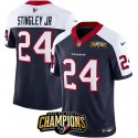Houston Texans #24 Derek Stingley Jr. Navy White 2023 F.U.S.E. With AFC South Champions Patch And Team Logo Patch Limited Stitched Jersey