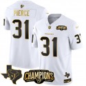 Houston Texans #31 Dameon Pierce White Golden 2023 F.U.S.E. With AFC South Champions Patch And Team Logo Patch Limited Stitched Jersey