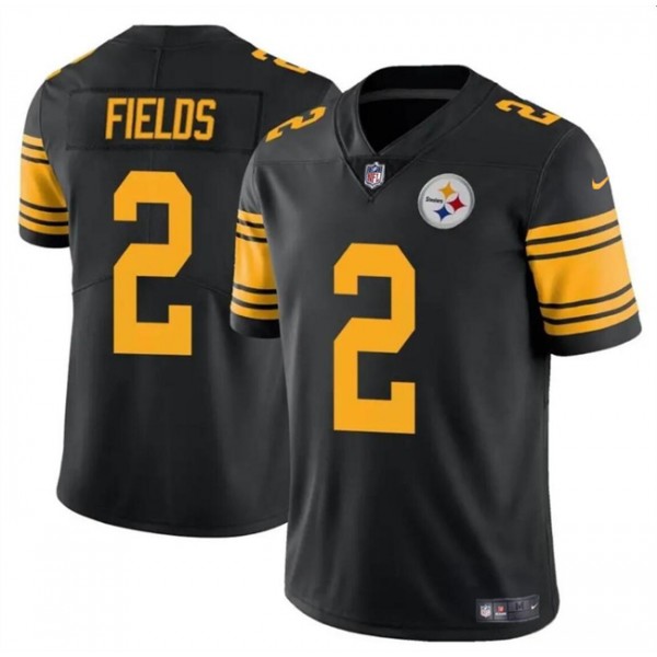 Pittsburgh Steelers #2 Justin Fields Black Color Rush Vapor Limited Stitched Jersey