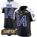 Buffalo Bills #14 Stefon Diggs Black White 2023 F.U.S.E. AFC East Champions With 4-Star C Ptach Stitched Jersey