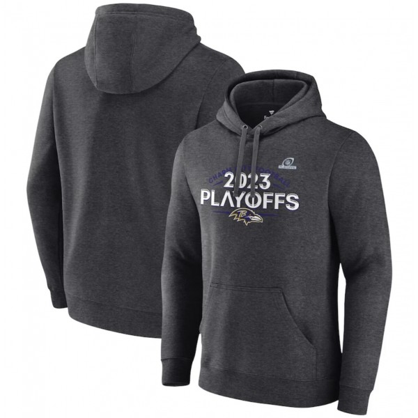 Baltimore Ravens Heather Charcoal 2023 Playoffs Fleece Pullover Hoodie