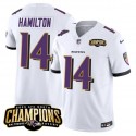 Baltimore Ravens #14 Kyle Hamilton White 2023 F.U.S.E. AFC North Champions Vapor Limited Stitched Jersey
