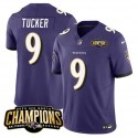 Baltimore Ravens #9 Justin Tucker Purple 2023 F.U.S.E. AFC North Champions Vapor Limited Stitched Jersey