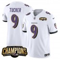 Baltimore Ravens #9 Justin Tucker White 2023 F.U.S.E. AFC North Champions Vapor Limited Stitched Jersey