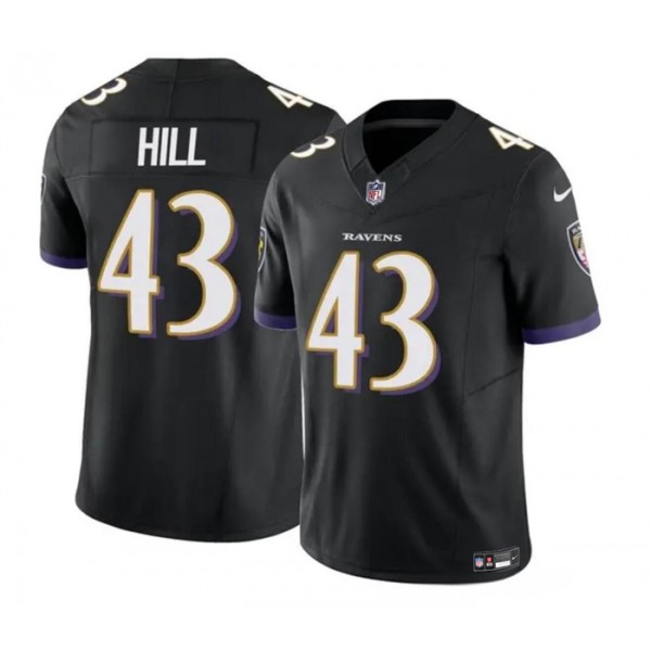 Baltimore Ravens #43 Justice Hill Black 2023 F.U.S.E. Vapor Limited Stitched Jersey