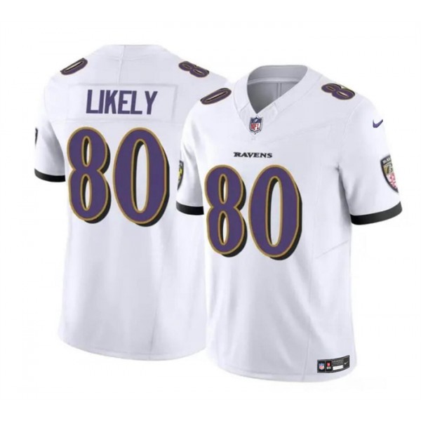 Baltimore Ravens #80 Isaiah Likely White 2023 F.U.S.E. Vapor Limited Stitched Jersey