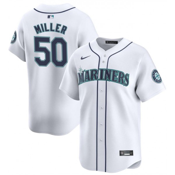 Seattle Mariners #50 Bryce Miller White Home Limited Stitched Jersey