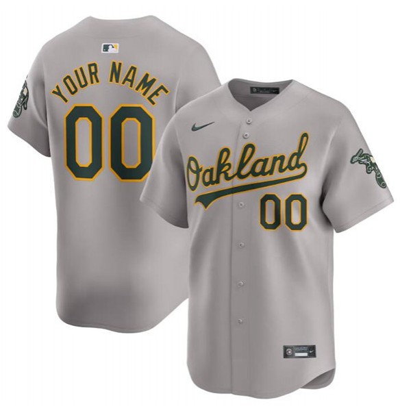 Oakland Athletics Custom Gray Away Limited Stitched Jersey