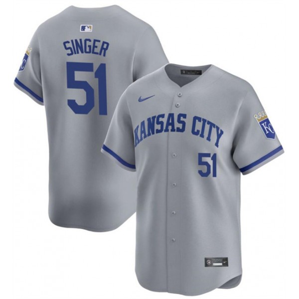 Kansas City Royals #51 Brady Singer Gray Away Stitched Jersey