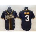 Pittsburgh Steelers #3 Russell Wilson Black With Patch Cool Base Stitched Jersey