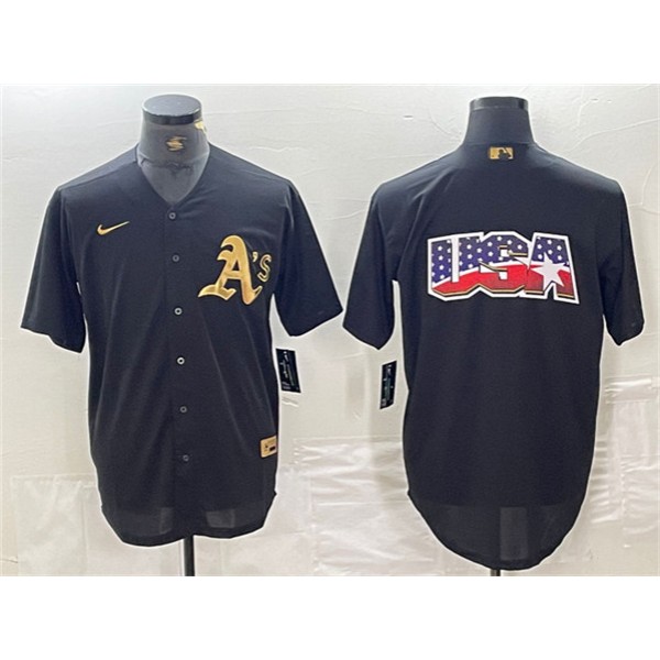 Oakland Athletics Black Gold Team Big Logo Cool Base Stitched Jersey