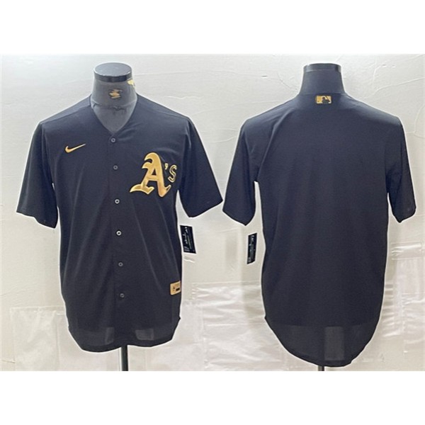 Oakland Athletics Blank Black Gold Cool Base Stitched Jersey