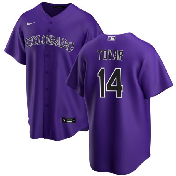 Colorado Rockies #14 Ezequiel Tovar Purple Cool Base Stitched Jersey