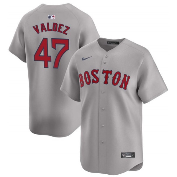 Boston Red Sox #47 Enmanuel Valdez Gray Cool Base Stitched Jersey