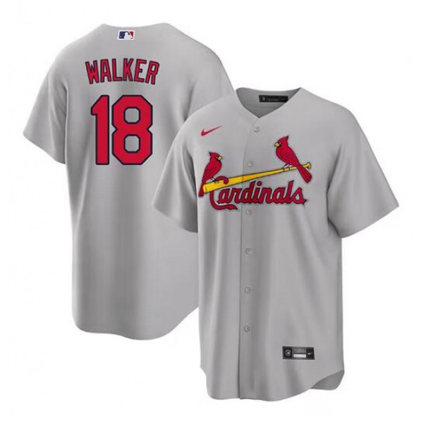St. Louis Cardinals #18 Jordan Walker Grey Cool Base Stitched Jersey