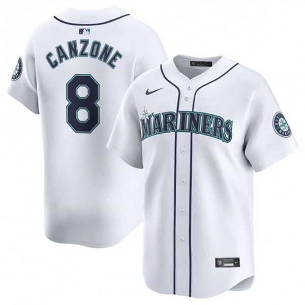 Seattle Mariners #8 Dominic Canzone White Home Limited Stitched Jersey