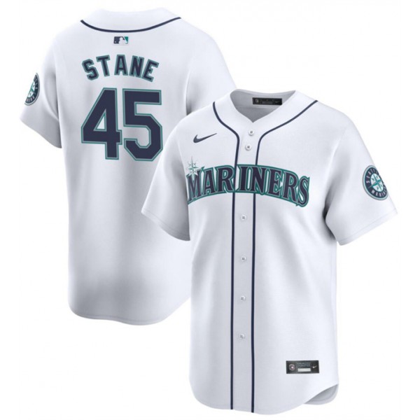 Seattle Mariners #45 Ryne Stanek White Home Limited Stitched Jersey