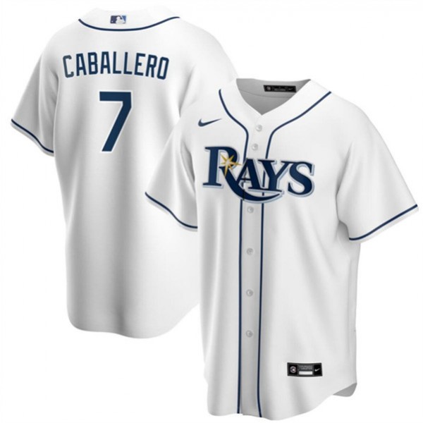 Tampa Bay Rays #7 Jose Caballero White Cool Base Stitched Jersey