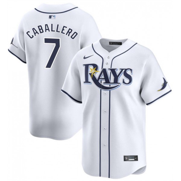Tampa Bay Rays #7 Jose Caballero White Home Limited Stitched Jersey