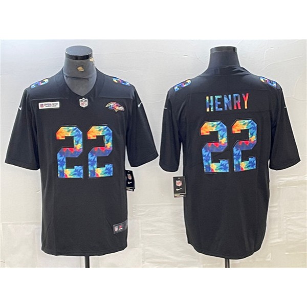 Baltimore Ravens #22 Derrick Henry Black Crucial Catch Limited Stitched Jersey