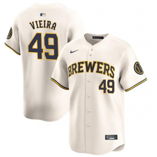Milwaukee Brewers #49 Thyago Vieira Cream Home Limited Stitched Jersey