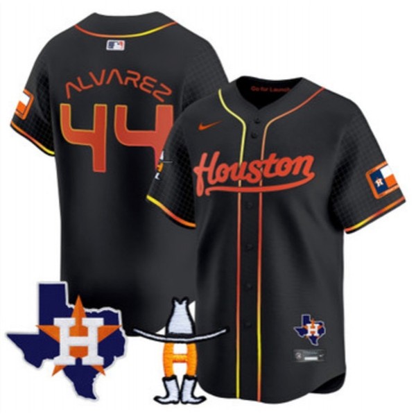 Houston Astros #44 Yordan Alvarez Black With Patch Cool Base Stitched Jersey